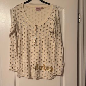 Juicy Couture Cream and Gold Thermal Long Sleeve shirt